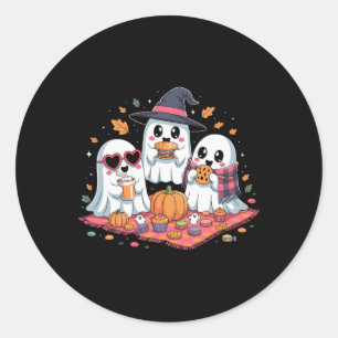 Niedlich Ghost Picnic Halloween Szene Runder Aufkleber