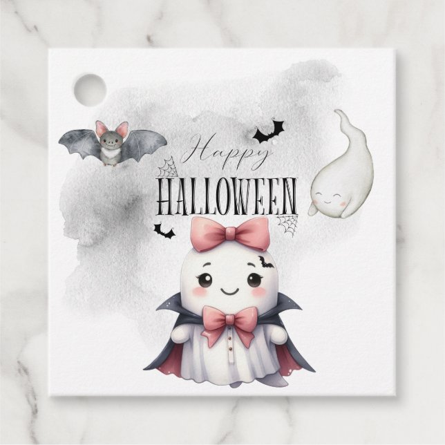 Niedlich Ghost Pumpkin Bat Halloween Geschenkanhänger (Vorderseite)