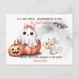 Niedlich Ghost Pumpkin Bat Halloween Postkarte