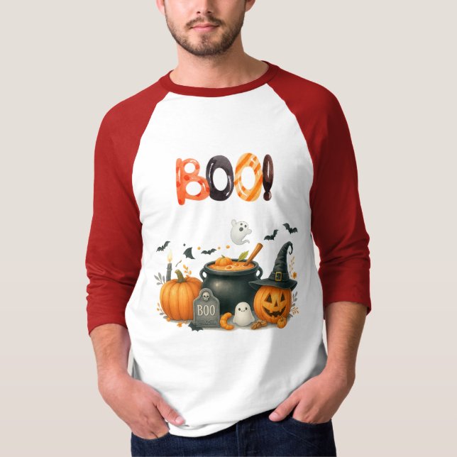 Niedlich Ghost & Pumpkin BOO T-Shirt (Vorderseite)