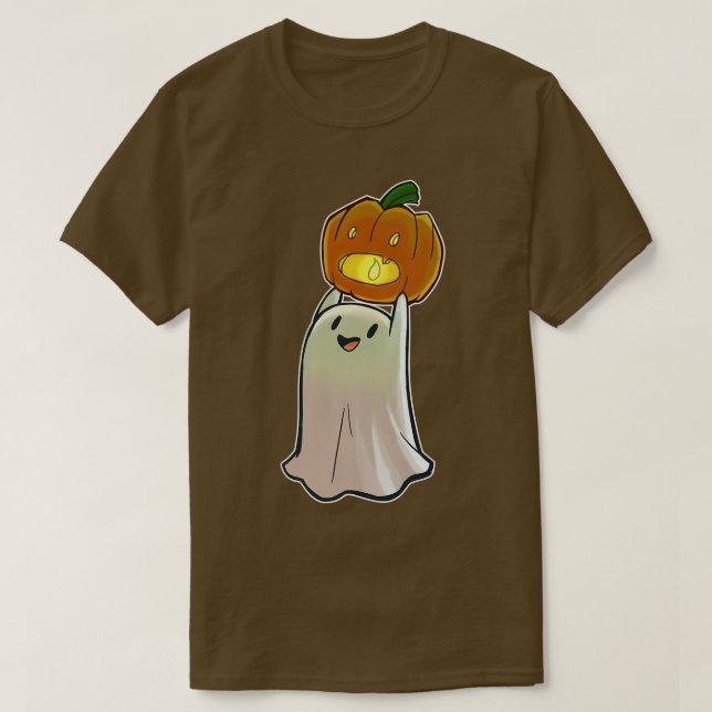 Niedlich Ghost Pumpkin Face Jack O'Lantern Happy H T-Shirt (Design vorne)