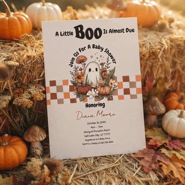 Niedlich Ghost & Pumpkin Fall Halloween Kinderdusc Einladung (Von Creator hochgeladen)