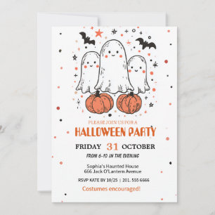 Niedlich Ghost & Pumpkin Halloween Einladung