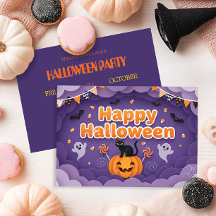 Niedlich Ghost & Pumpkin Halloween Einladung