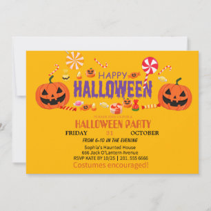 Niedlich Ghost & Pumpkin Halloween Einladung