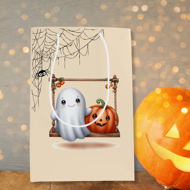 Niedlich Ghost Pumpkin Halloween Mittlere Geschenktüte (Von Creator hochgeladen)