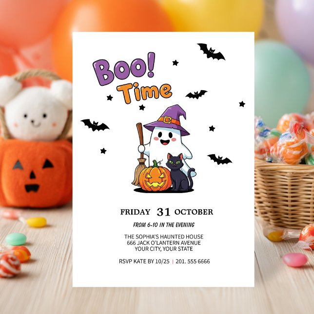 Niedlich Ghost & Pumpkin Halloween-Party Einladung (Von Creator hochgeladen)