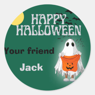 Niedlich Ghost Pumpkin Happy Halloween Personalisi Runder Aufkleber