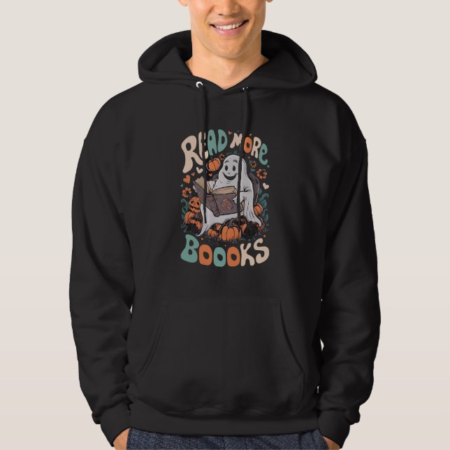 Niedlich Ghost Read More Books Lehrerin Halloween Hoodie (Vorderseite)