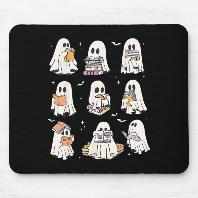 Niedlich Ghost Reading Book Lovers Halloween Funny Mousepad (Vorne)
