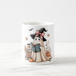 Niedlich Ghost Reading Book Lovers Halloween Ghost Kaffeetasse