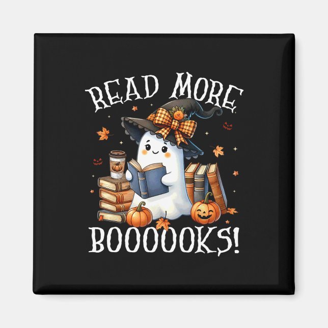 Niedlich Ghost Reading Book Lovers Halloween Lesen Magnet (Vorne)