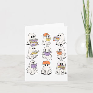 Niedlich Ghost Reading Books Funny Halloween Books Karte