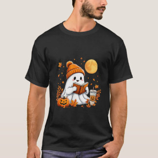 Niedlich Ghost Reading Buch Halloween Herbstgeburt T-Shirt