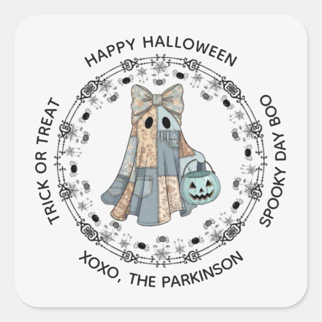 Niedlich Ghost Round Sticker - Happy Halloween Des (Vorderseite)