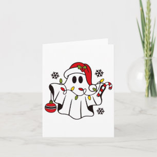 Niedlich Ghost Spooky Weihnachts-Weihnachtsmannmüt Karte