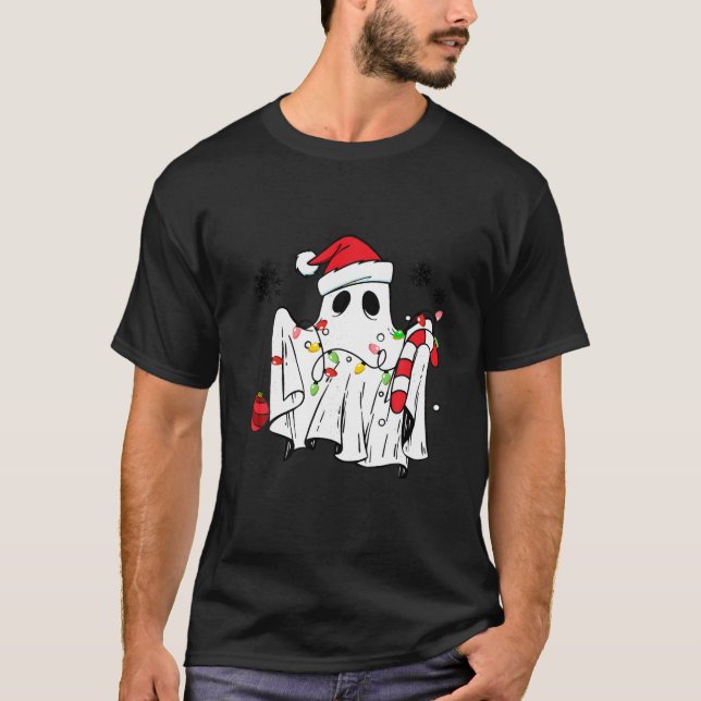 Niedlich Ghost Spooky Weihnachts-Weihnachtsmannmüt T-Shirt (Vorderseite)