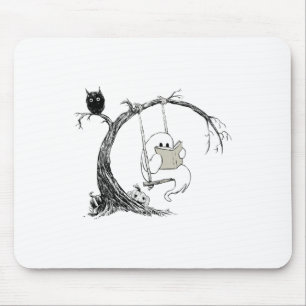 Niedlich Ghost SwingReading Book Halloween Ghost C Mousepad