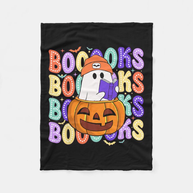 Niedlich Ghost Teacher Halloween Librarian lesen M Fleecedecke (Vorderseite)