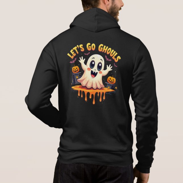 Niedlich Ghost und Pumpkin "Happy Halloween" Huddy Hoodie (Rückseite)