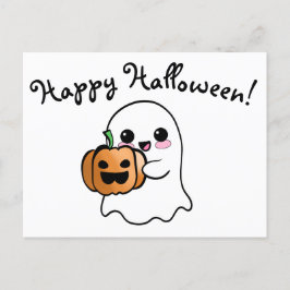 Niedlich Ghost und Pumpkin Happy Halloween Postkarte