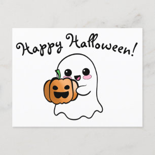 Niedlich Ghost und Pumpkin Happy Halloween Postkarte
