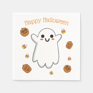 Niedlich Ghost und Pumpkins Halloween Paper Napkin Serviette