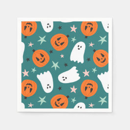 Niedlich Ghost und Pumpkins Halloween Paper Napkin Serviette