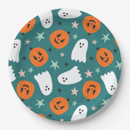 Niedlich Ghost und Pumpkins Halloween Pappteller