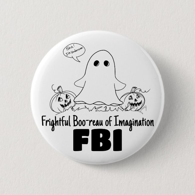 Niedlich Ghost Undercover FBI Halloween Button (Vorderseite)