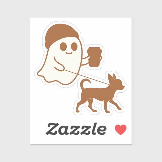 Niedlich Ghost Walking Chihuahua Aufkleber (Blatt)