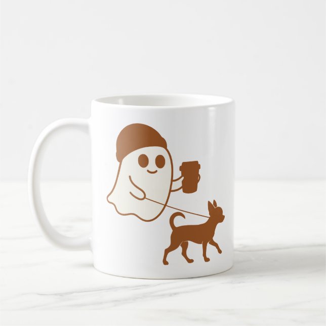 Niedlich Ghost Walking Chihuahua Kaffeetasse (Links)