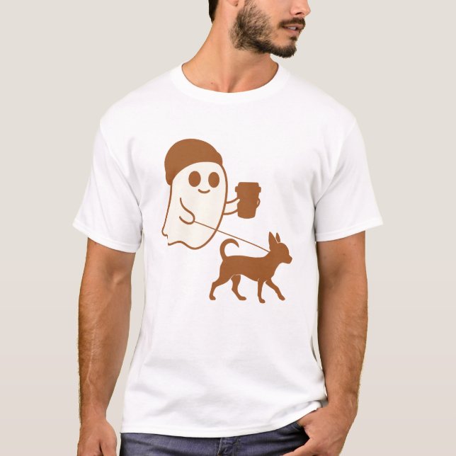 Niedlich Ghost Walking Chihuahua T-Shirt (Vorderseite)