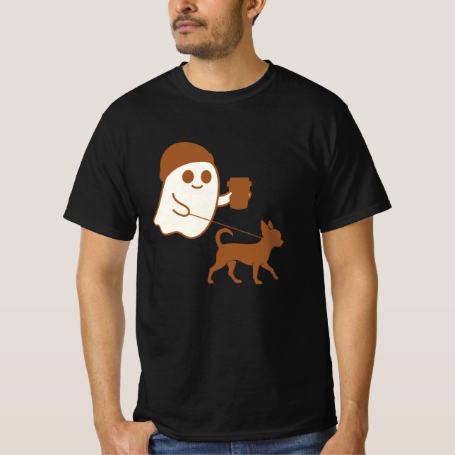 Niedlich Ghost Walking Chihuahua T-Shirt (Vorderseite)