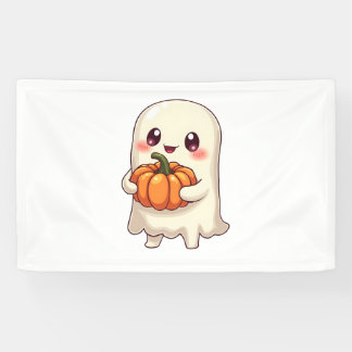 Niedlich Ghost with Pumpkin - Funny Halloween Banner