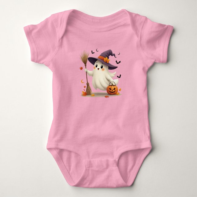 Niedlich Ghost Witwen Halloween Baby Bodysuit Strampler (Vorderseite)