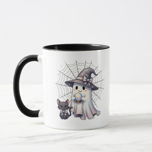 Niedlich Ghost Witz Black Cat Coquette Halloween Tasse (Links)