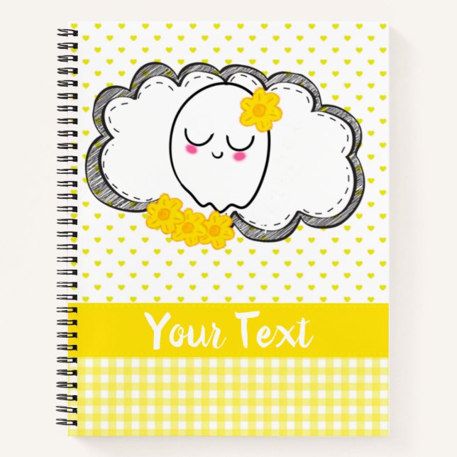 Niedlich Ghost Yellow Hearname Notebook Notizbuch (Vorderseite)