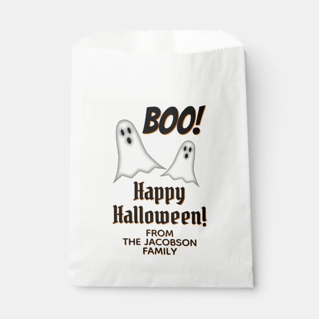Niedlich Ghosts Boo! Happy Halloween Leckerei Bags Geschenktütchen (Vorderseite)