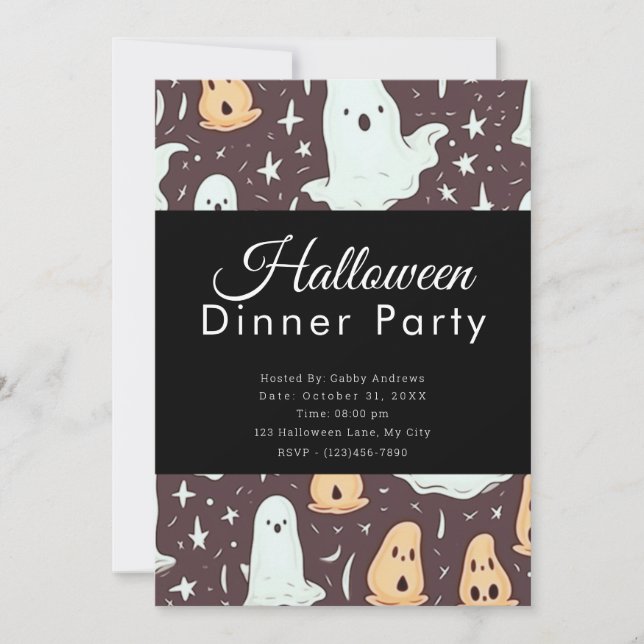 Niedlich Ghosts Brown Halloween-Party Einladung (Vorderseite)