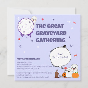 Niedlich Ghosts Friedhof - KinderHalloween-Einladu Einladung