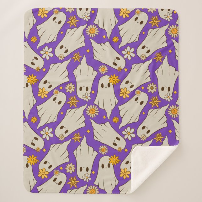 Niedlich Ghosts Halloween-Muster Sherpadecke (Vorderseite)