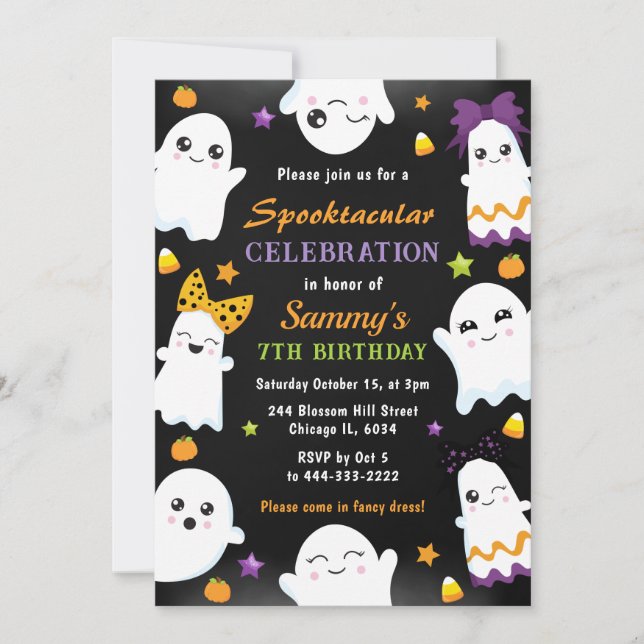 Niedlich Ghosts Halloween Party Einladung (Vorderseite)