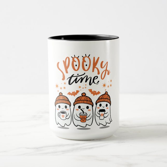 Niedlich Ghosts Halloween Spooky Time Tasse (Zentrum)