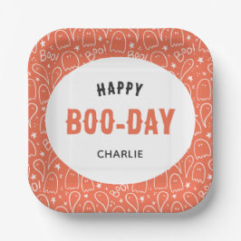 Niedlich Ghosts Pattern Happy "Boo-Day" Personalis Pappteller