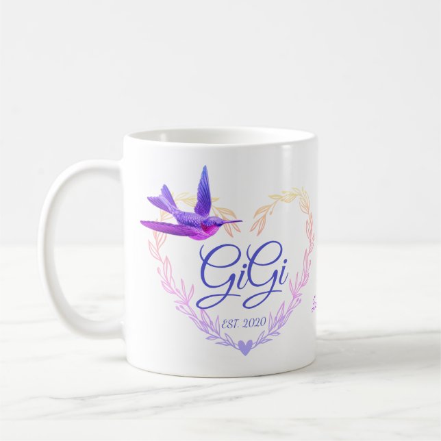 Niedlich Gigi Heart Hummingbird Lila Pink Kaffeetasse (Links)