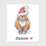 Niedlich Ginger Cat Christmas Aufkleber<br><div class="desc">Festivals Ingwer Katze in einer Weihnachtsmannmütze ist ein Muss für Tierfreunde,  die gewollt,  den Urlaubsgeist zu teilen. Dieser Aufkleber mit niedlicher Silhouette zeigt unsere niedlich orange und weiß gestreifte Katze,  die alle für die Ferien mit einer roten Weihnachtsmannmütze ausgekleidet ist. Ho! Ho! Meau!</div>