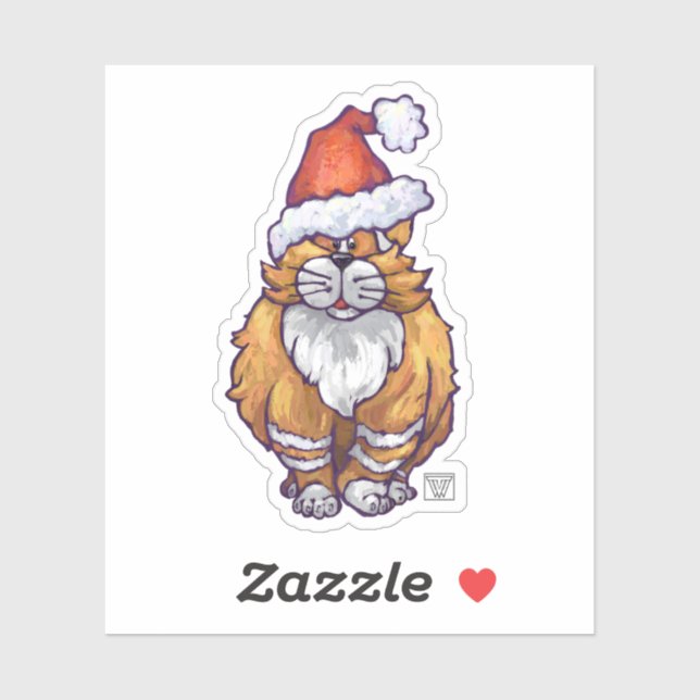 Niedlich Ginger Cat Christmas Aufkleber (Blatt)