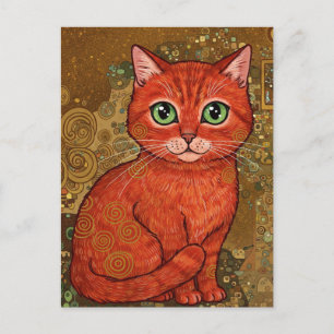 Niedlich Ginger Cat Gustav Klimt Postcard Postkarte