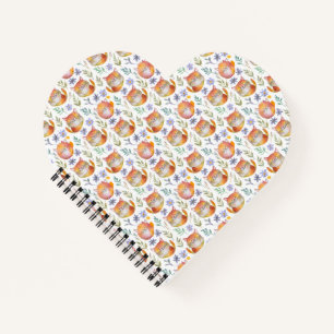 Niedlich Ginger Cat und Blume Motif SpiralNotebook Notizbuch
